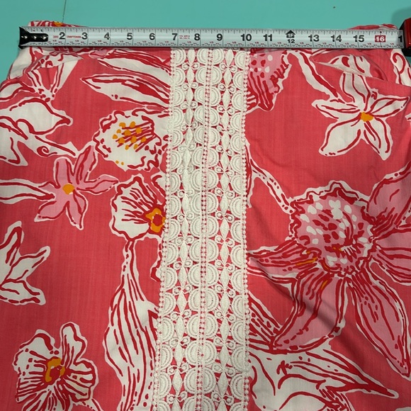 Lilly Pulitzer Pink Floral Mini Skirt with White Lace - Picture 6 of 8